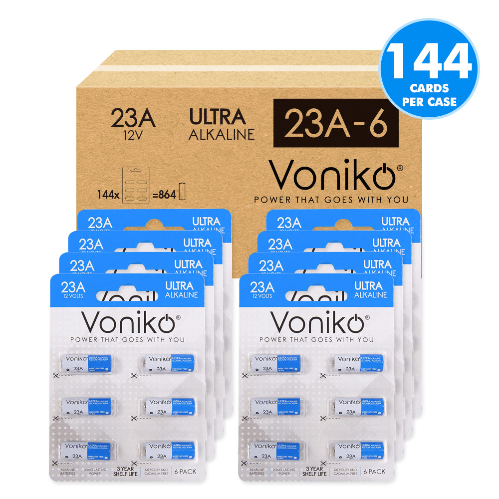 Voniko Premium Alkalne 23A Batteries - 12V 50mAh (Non-Rechargeable)