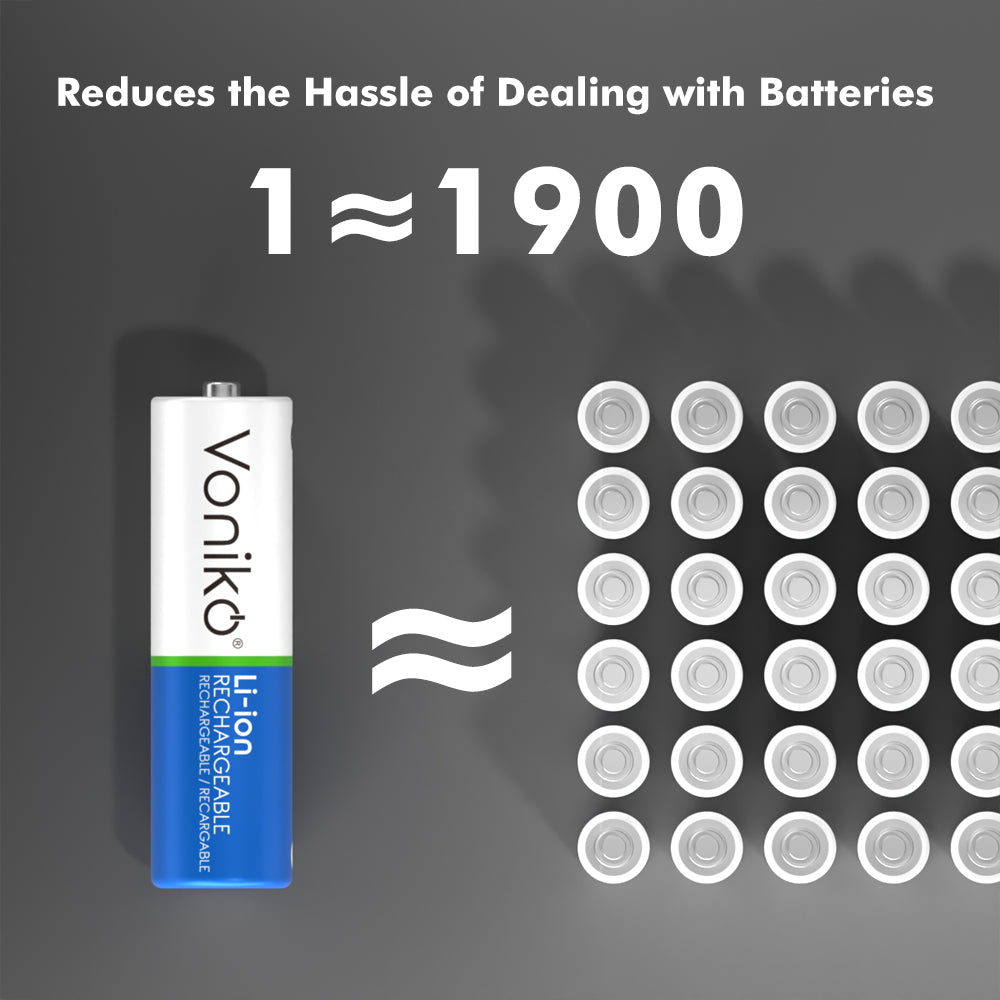 Voniko Lithium AA Batteries - 1.5V 3300mWh (Rechargeable)