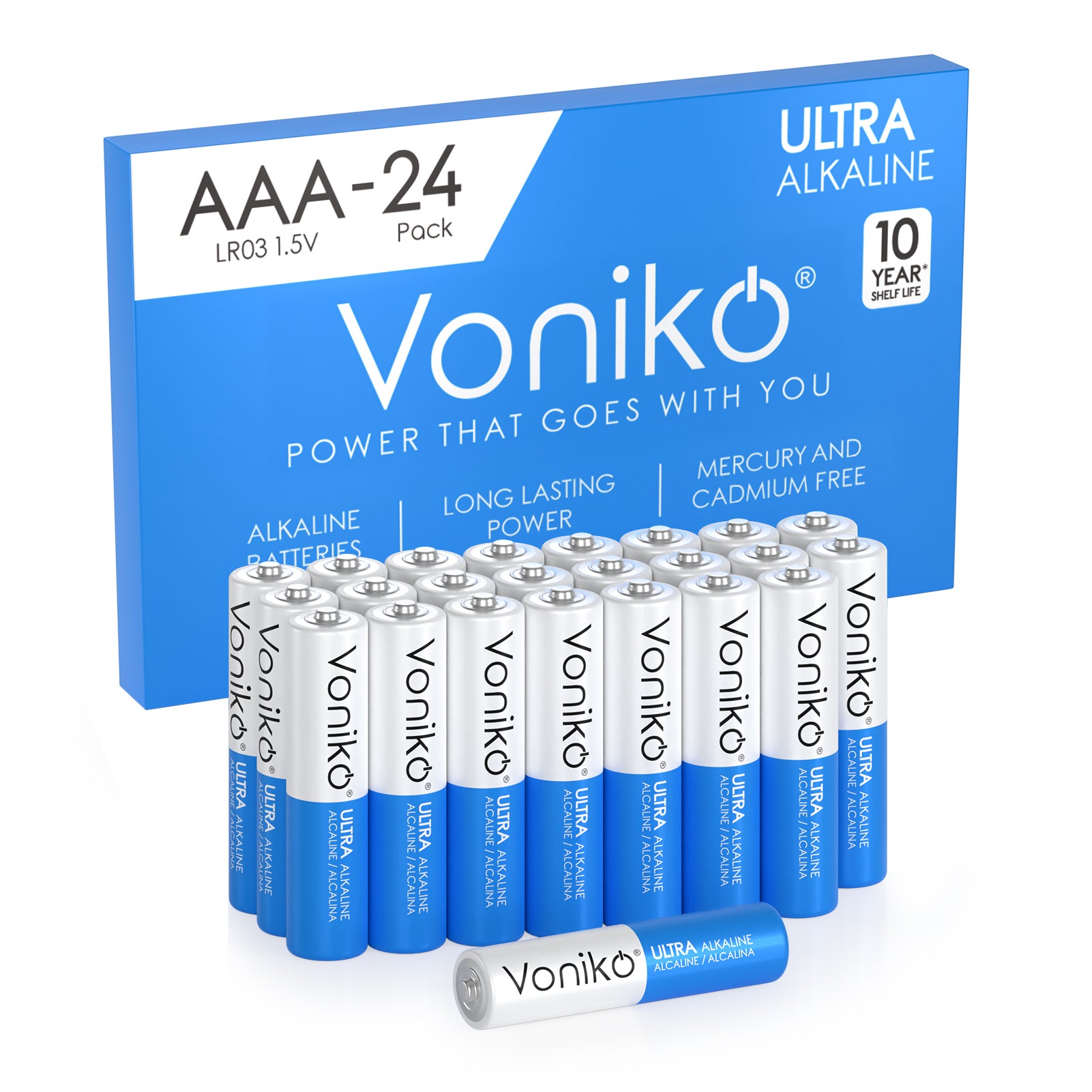 Voniko Premium Alkaline AAA Batteries - Triple A 1.5V 1300mAh (Non-Rechargeable)