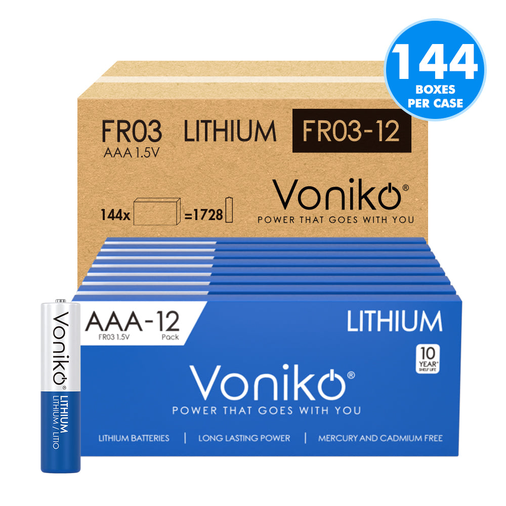 Voniko Lithium AAA Batteries - FR03 1.5V 1100mAh (Non-Rechargeable)