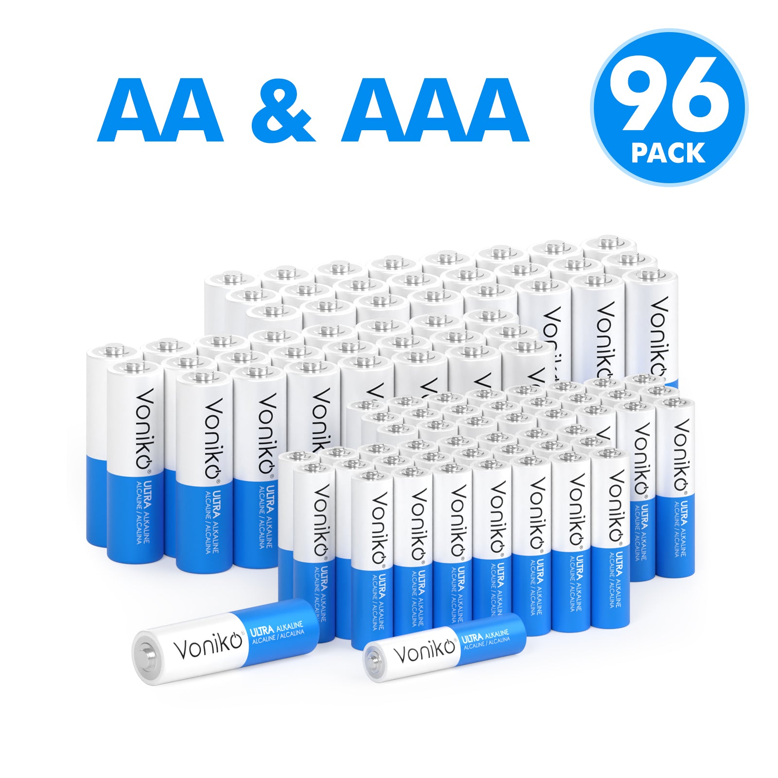 Voniko Premium Alkaline Battery AA & AAA - Combo Pack Batteries (Non-Rechargeable)