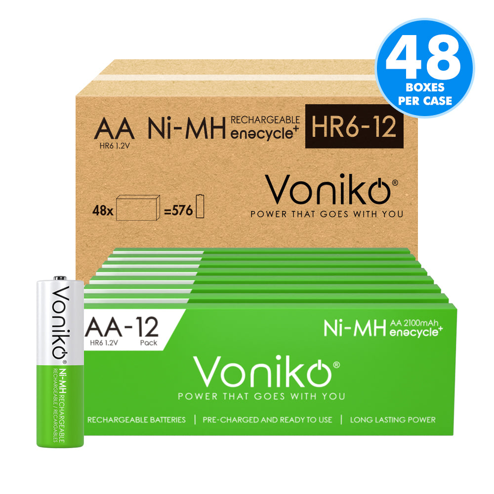 Voniko NiMH AA Batteries - HR6 1.2V 2100mAh (Rechargeable)