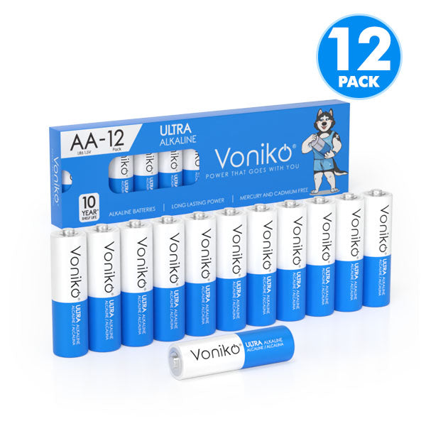 Voniko Premium Alkaline AA Batteries - Double A 1.5V 2900mAh (Non-Rechargeable)