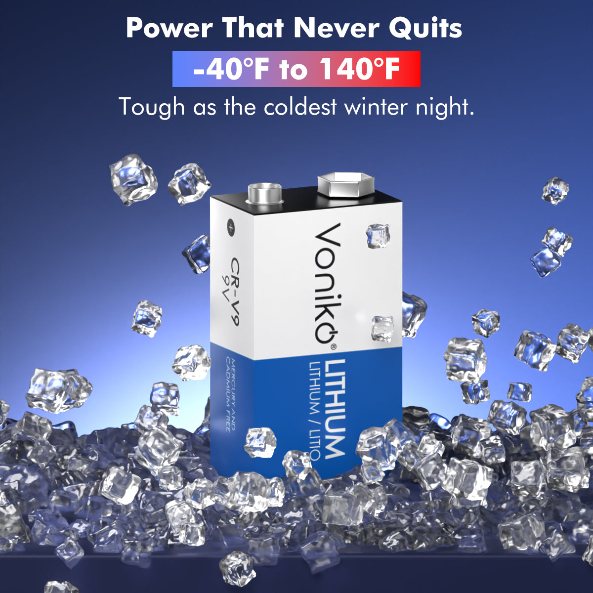 Voniko Lithium 9V Batteries - CR-V9 - 800mAh (Non-Rechargeable)