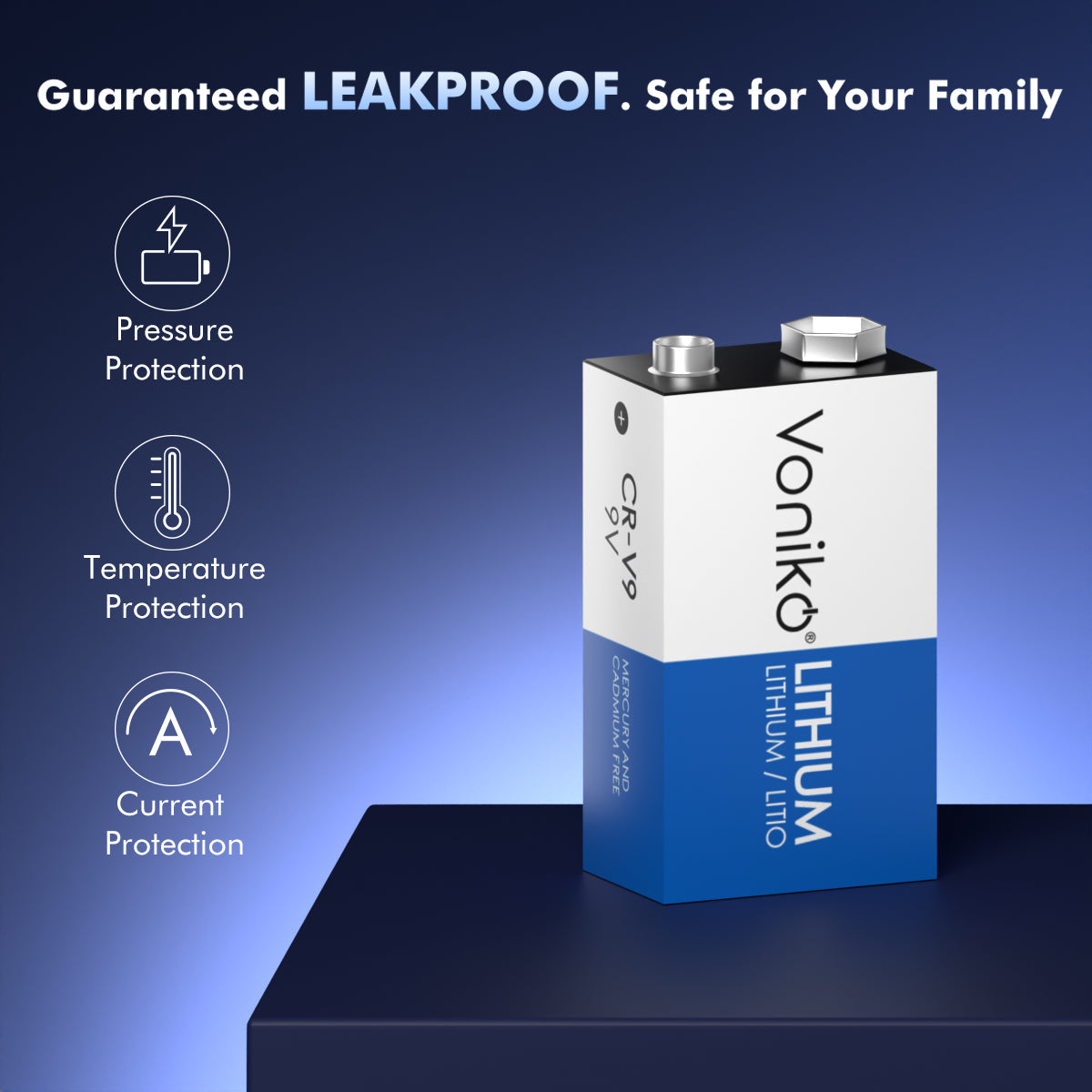 Voniko Lithium 9V Batteries - CR-V9 - 800mAh (Non-Rechargeable)
