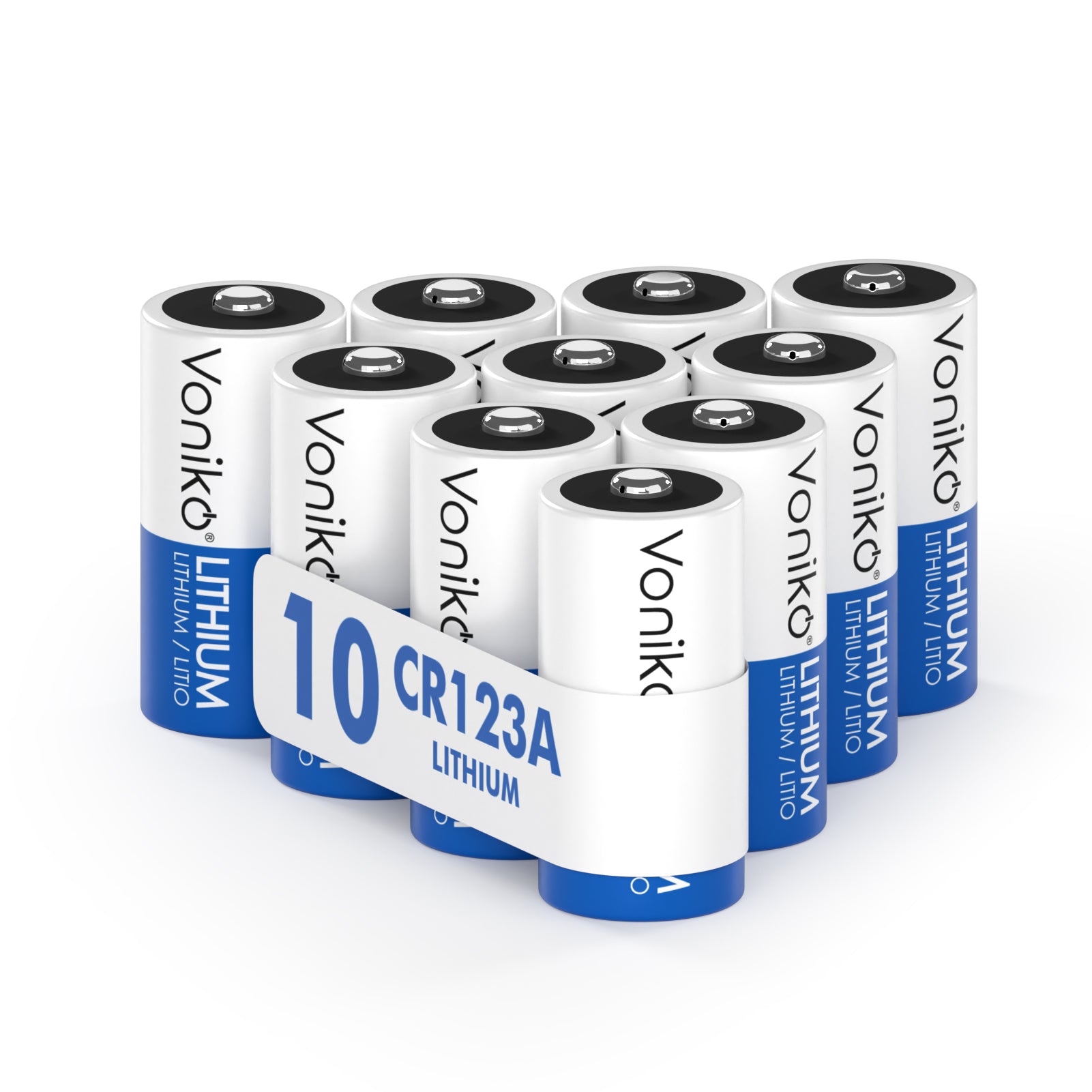 Voniko Lithium CR123A Batteries - 3V 1500mAh (Non-Rechargeable) - Multipack