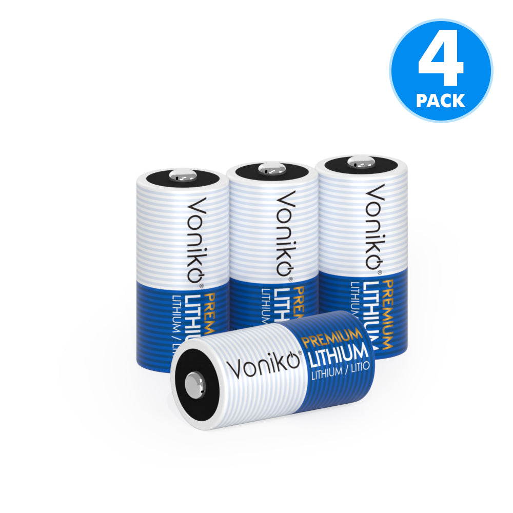 Voniko Premium Lithium CR123A Batteries - 3V 1600mAh (Non-Rechargeable)