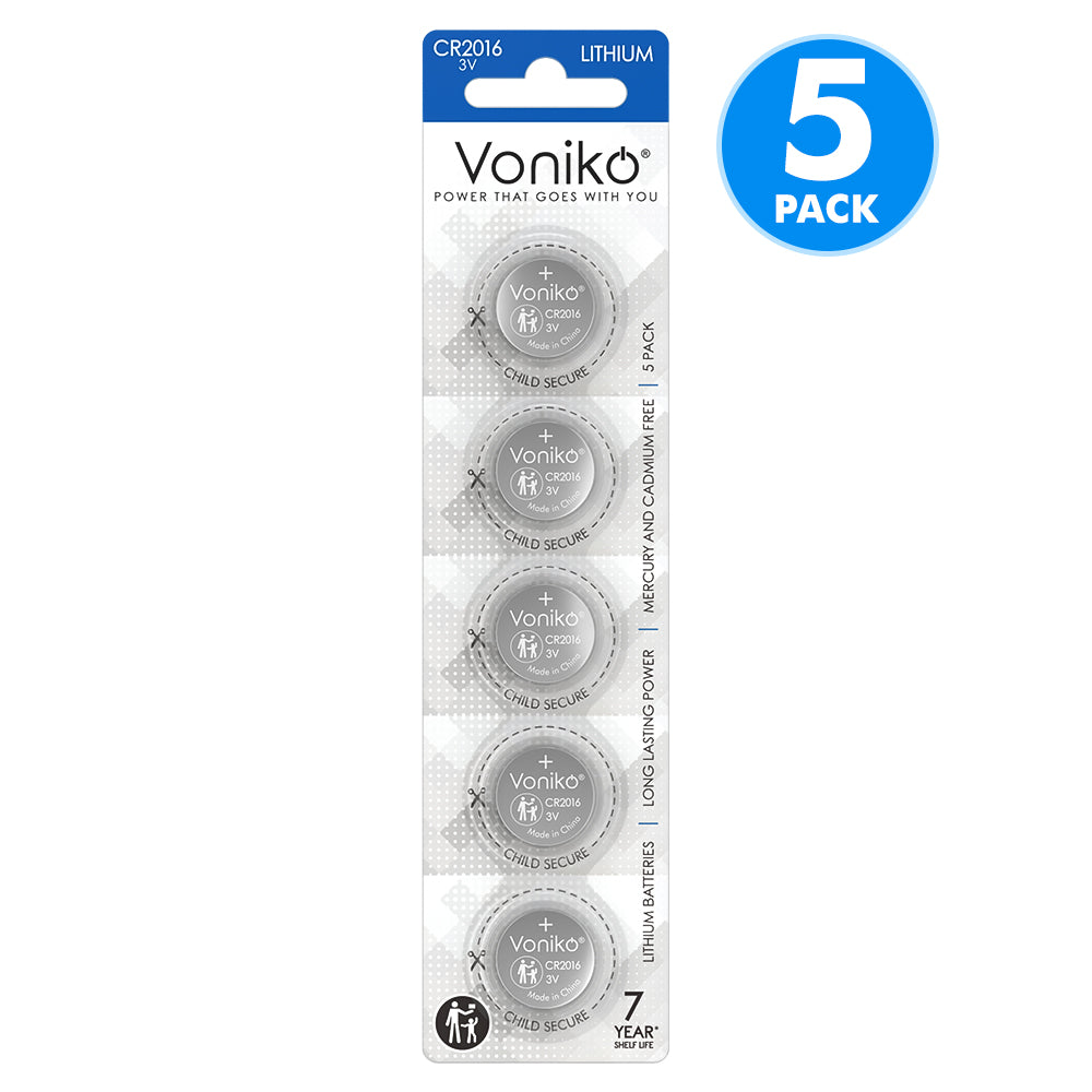 Voniko Lithium CR2016 Batteries - 3V Coin Cell