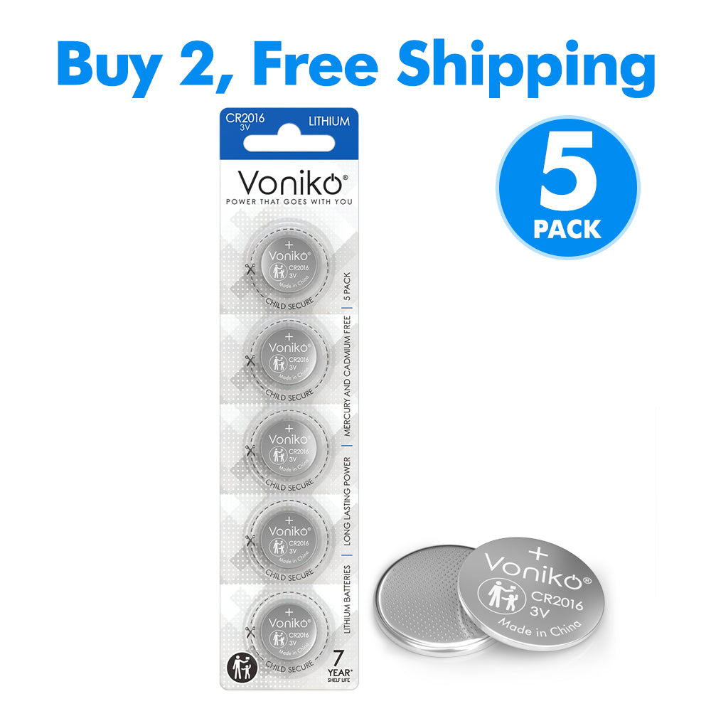 Voniko Lithium CR2016 Batteries - 3V Coin Cell