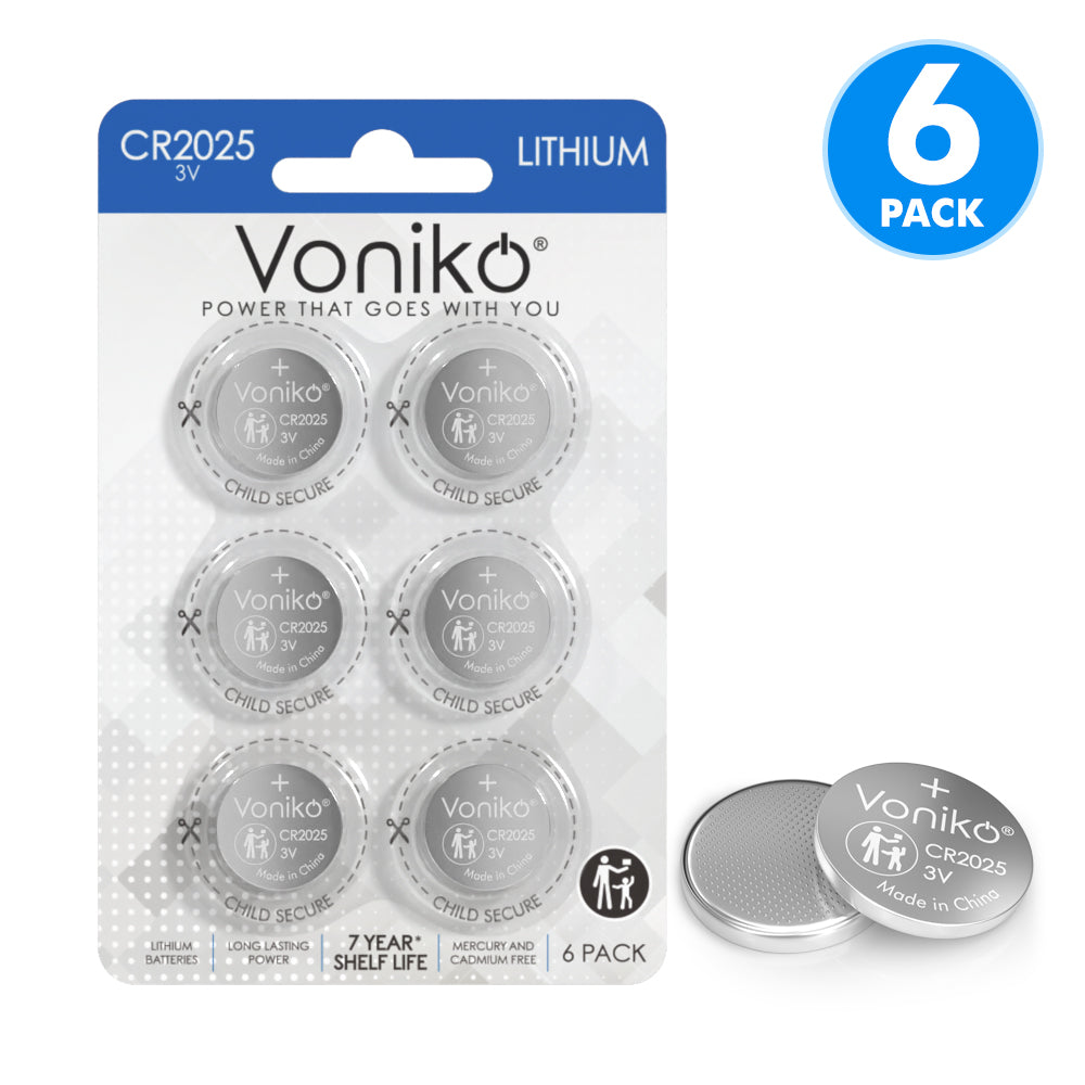 Voniko Lithium CR2025 Batteries - 3V Coin Cell