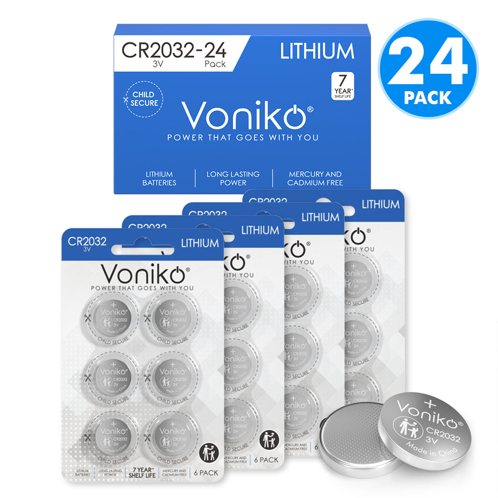 Voniko Lithium CR2032 Batteries - 3V Coin Cell