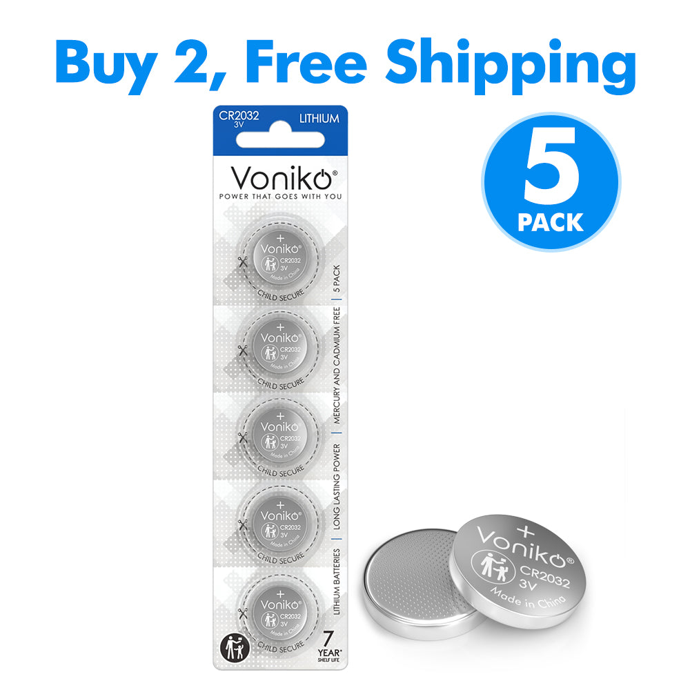 Voniko Lithium CR2032 Batteries - 3V Coin Cell