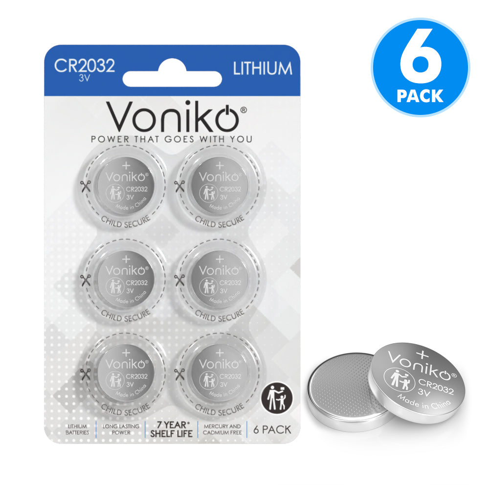 Voniko Lithium CR2032 Batteries - 3V Coin Cell