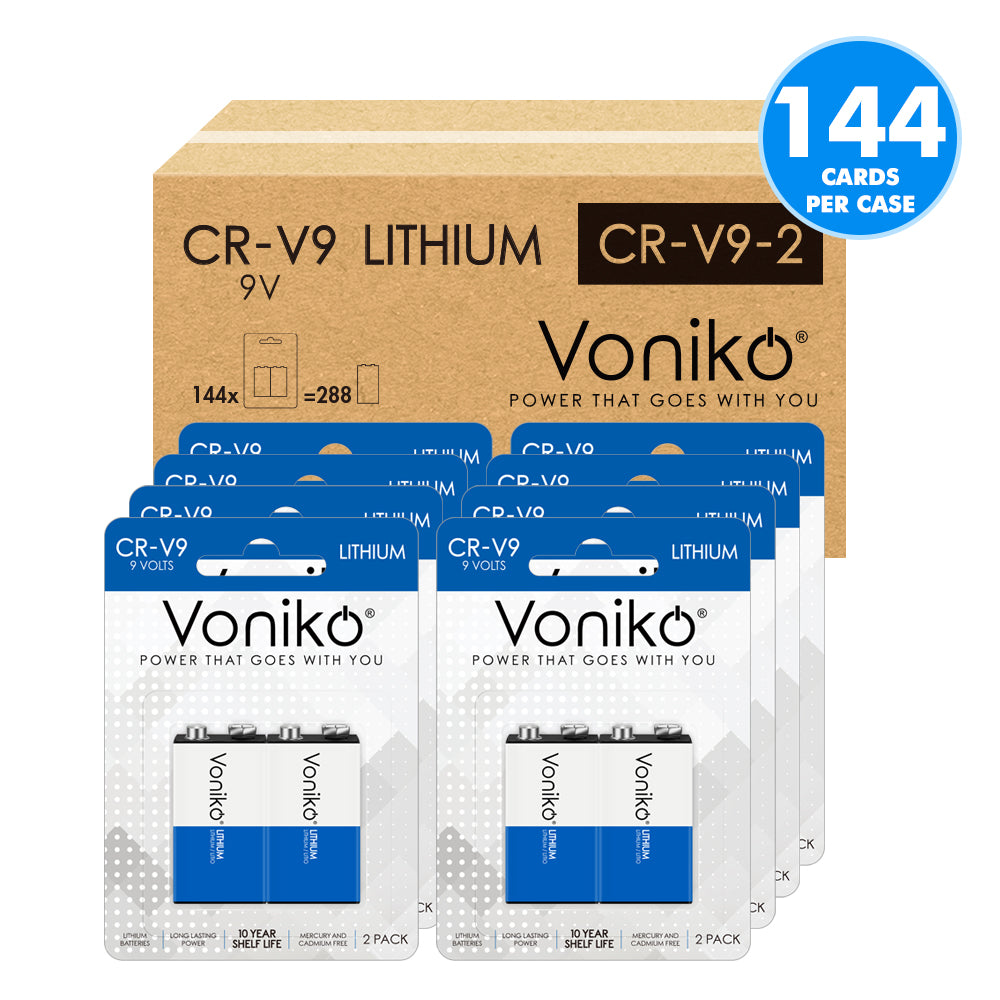 Voniko Lithium 9V Batteries - CR-V9 - 800mAh (Non-Rechargeable)