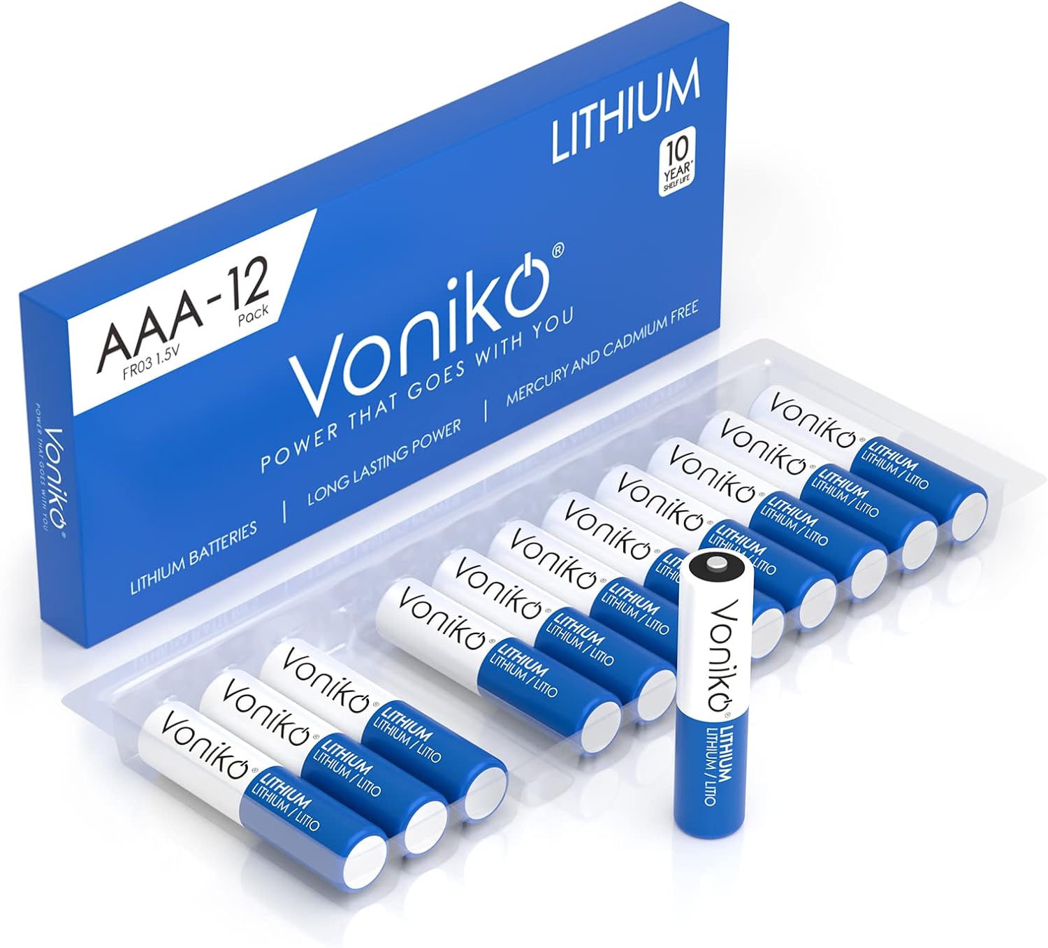 Voniko Lithium AAA Batteries - FR03 1.5V 1100mAh (Non-Rechargeable)
