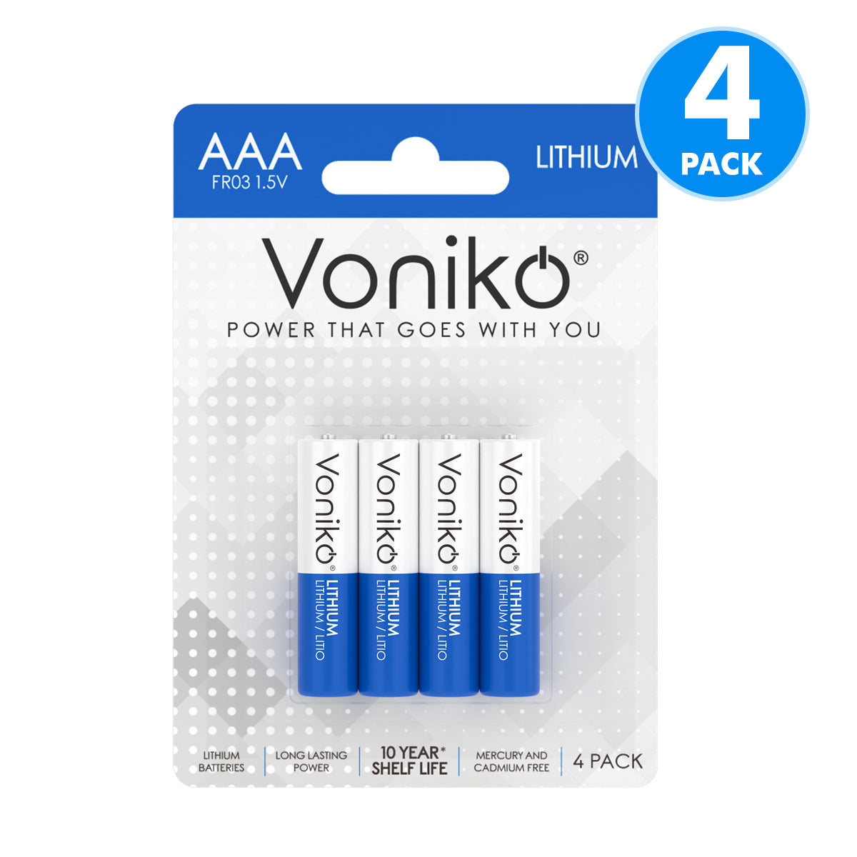 Voniko Lithium AAA Batteries - FR03 1.5V 1100mAh (Non-Rechargeable)