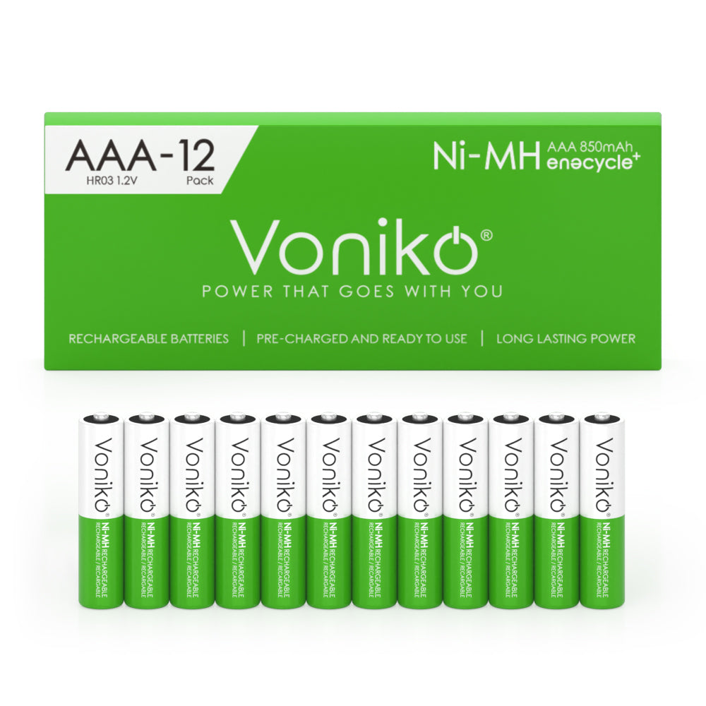 Voniko NiMH AAA Batteries - HR03 1.2V 850mAh (Rechargeable)