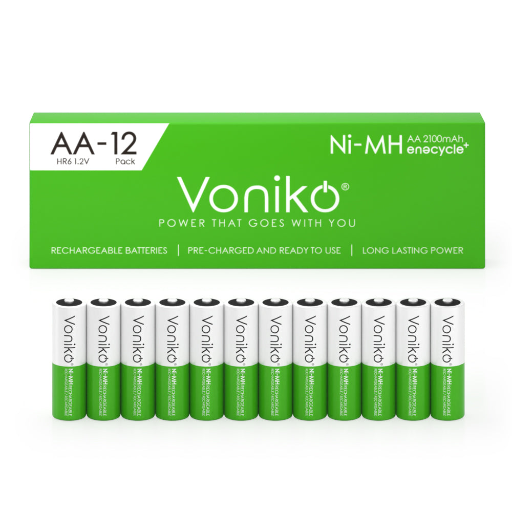 Voniko NiMH AA Batteries - HR6 1.2V 2100mAh (Rechargeable)