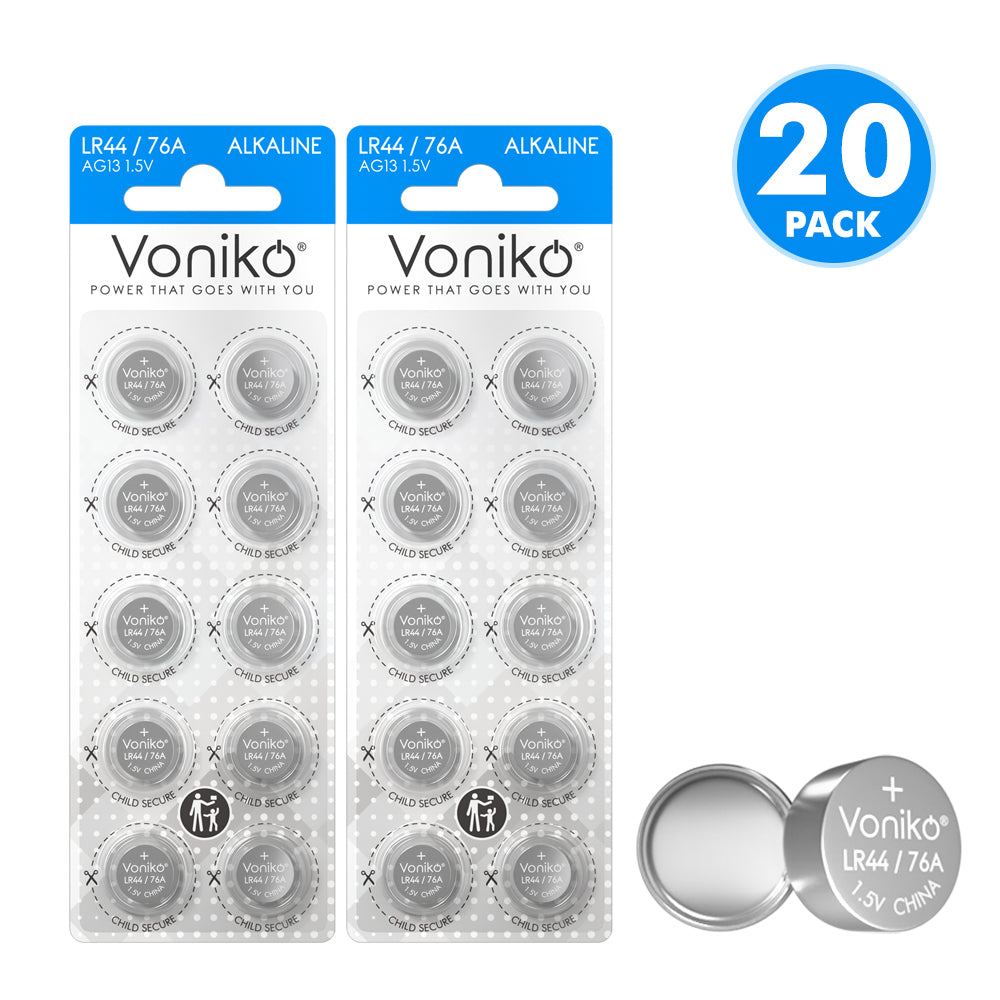 Voniko Alkaline LR44 Batteries - AG13 1.5V
