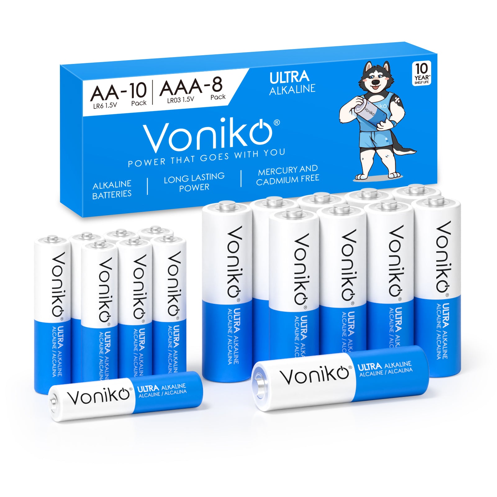 Voniko Premium Alkaline Battery AA & AAA - Combo Pack Batteries (Non-Rechargeable)