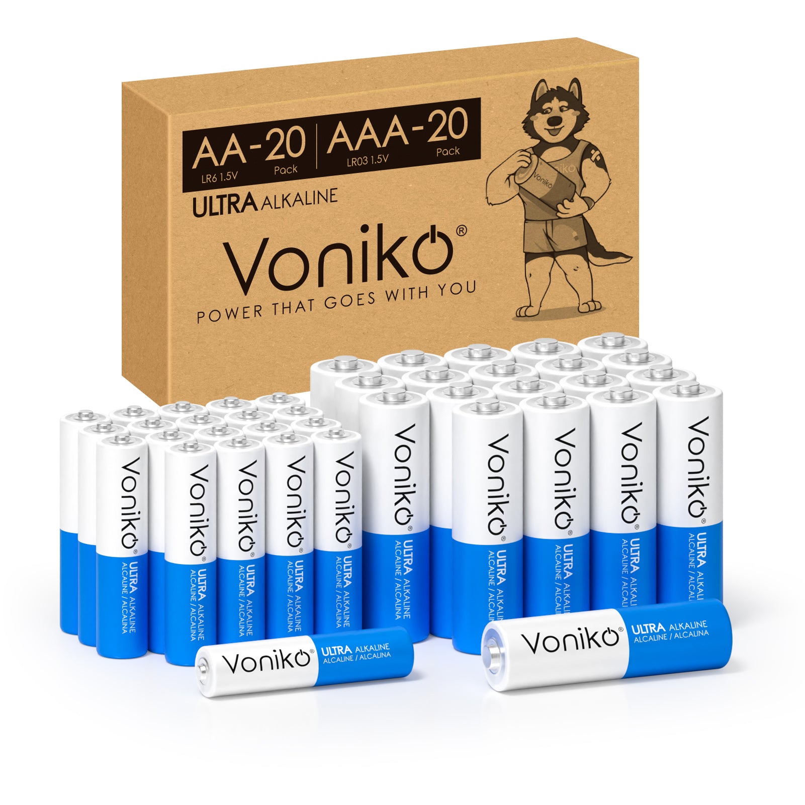 Voniko Premium Alkaline Battery AA & AAA - Combo Pack Batteries (Non-Rechargeable)