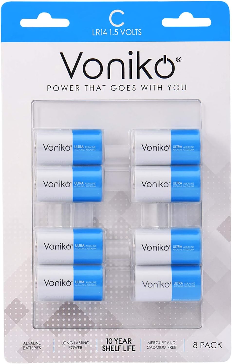 VONIKO PREMIUM ALKALINE C BATTERIES - LR14 1.5V 7500mAh (NON-RECHARGEABLE)