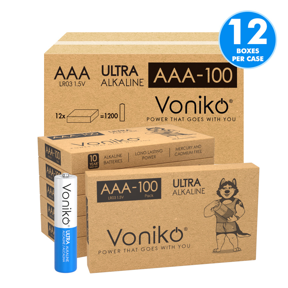 VONIKO PREMIUM ALKALINE AAA BATTERIES - TRIPLE A 1.5V (NON-RECHARGEABLE)