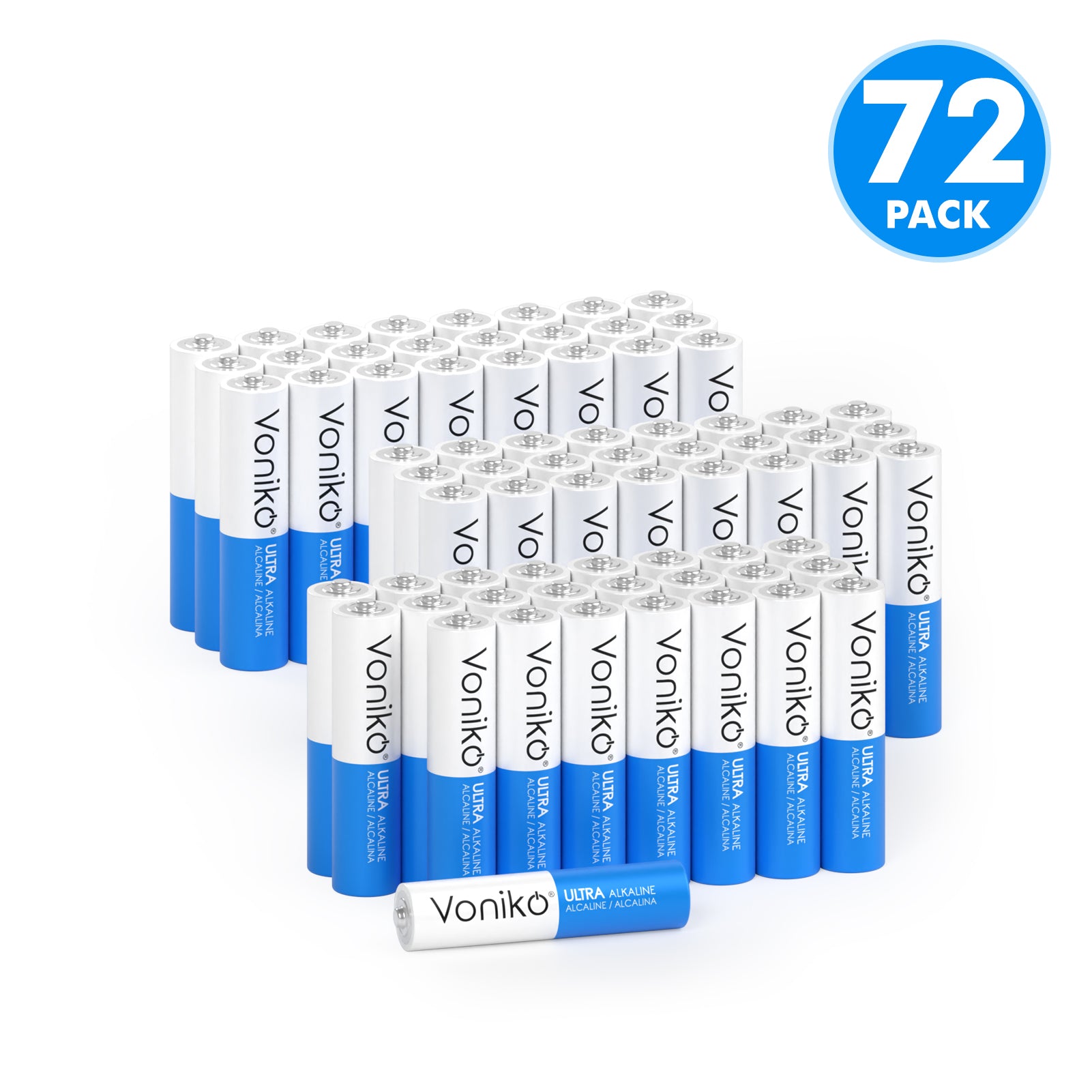 Voniko Premium Alkaline AAA Batteries -  72-Pack