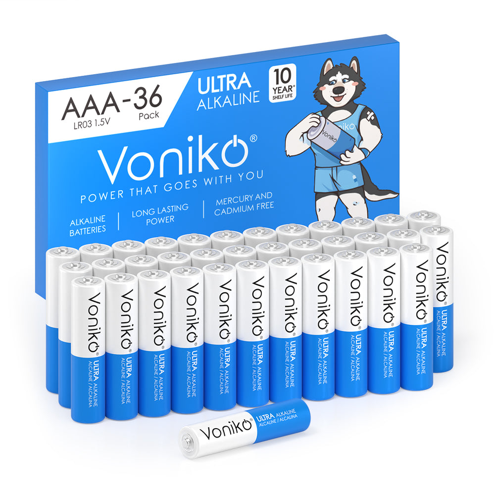 Non Rec Voniko Premium Alkaline AAA Batteries - Triple A 1.5V 1300mAh (Non-Rec