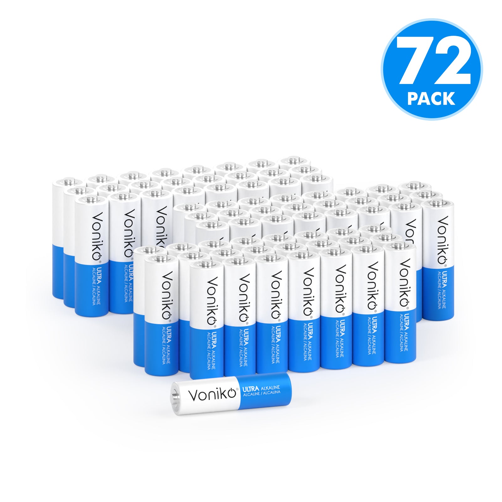 Voniko Premium Alkaline AA Batteries -  72-Pack