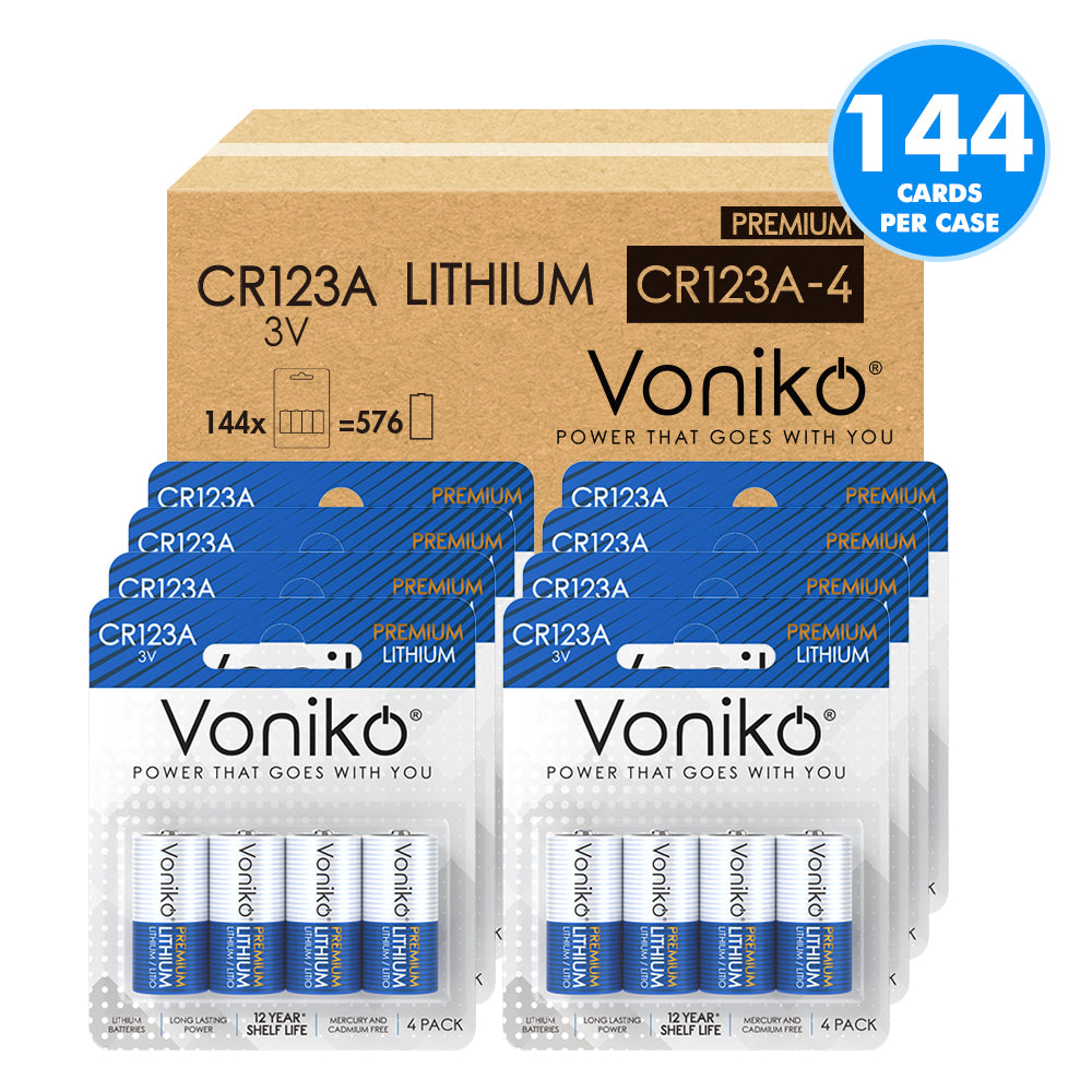 VONIKO PREMIUM LITHIUM CR123A BATTERIES - 3V 1600mAh (NON-RECHARGEABLE)