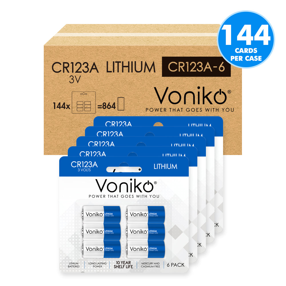 Voniko Lithium CR123A Batteries - 3V 1500mAh (Non-Rechargeable)