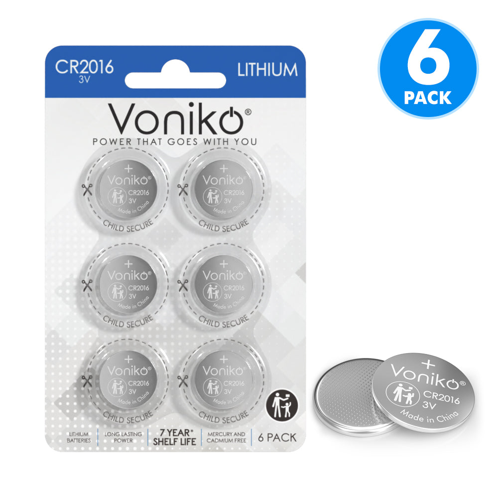 Voniko Lithium CR2016 Batteries - 3V Coin Cell