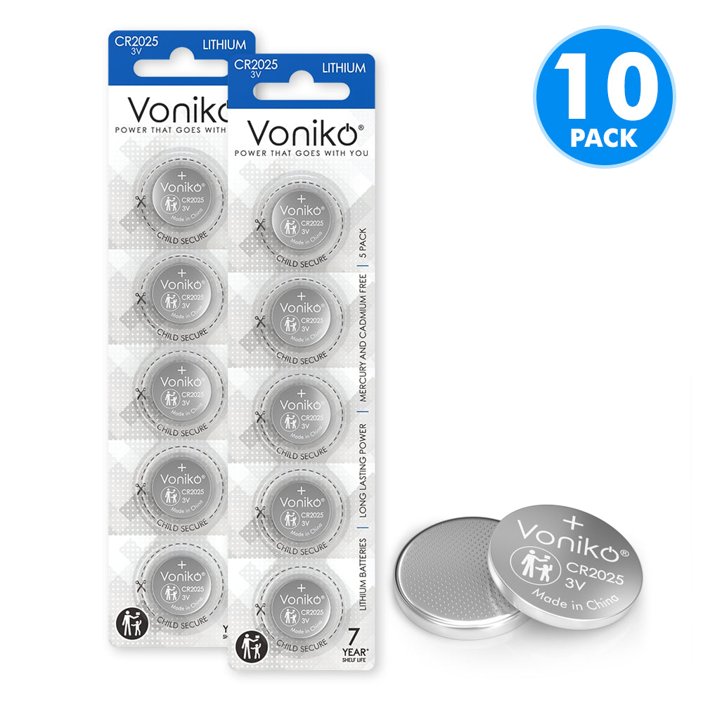 Voniko Lithium CR2025 Batteries - 3V Coin Cell