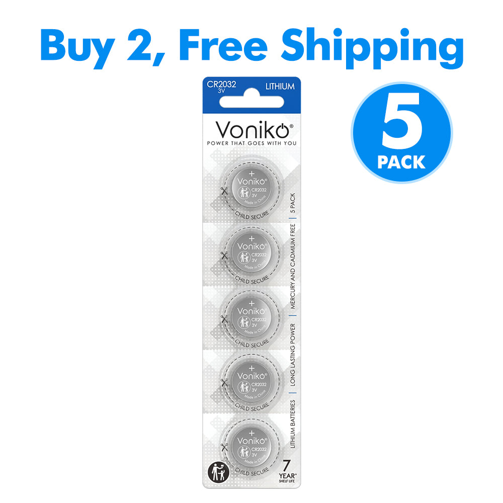 Voniko Lithium CR2032 Batteries -  3V Coin Cell