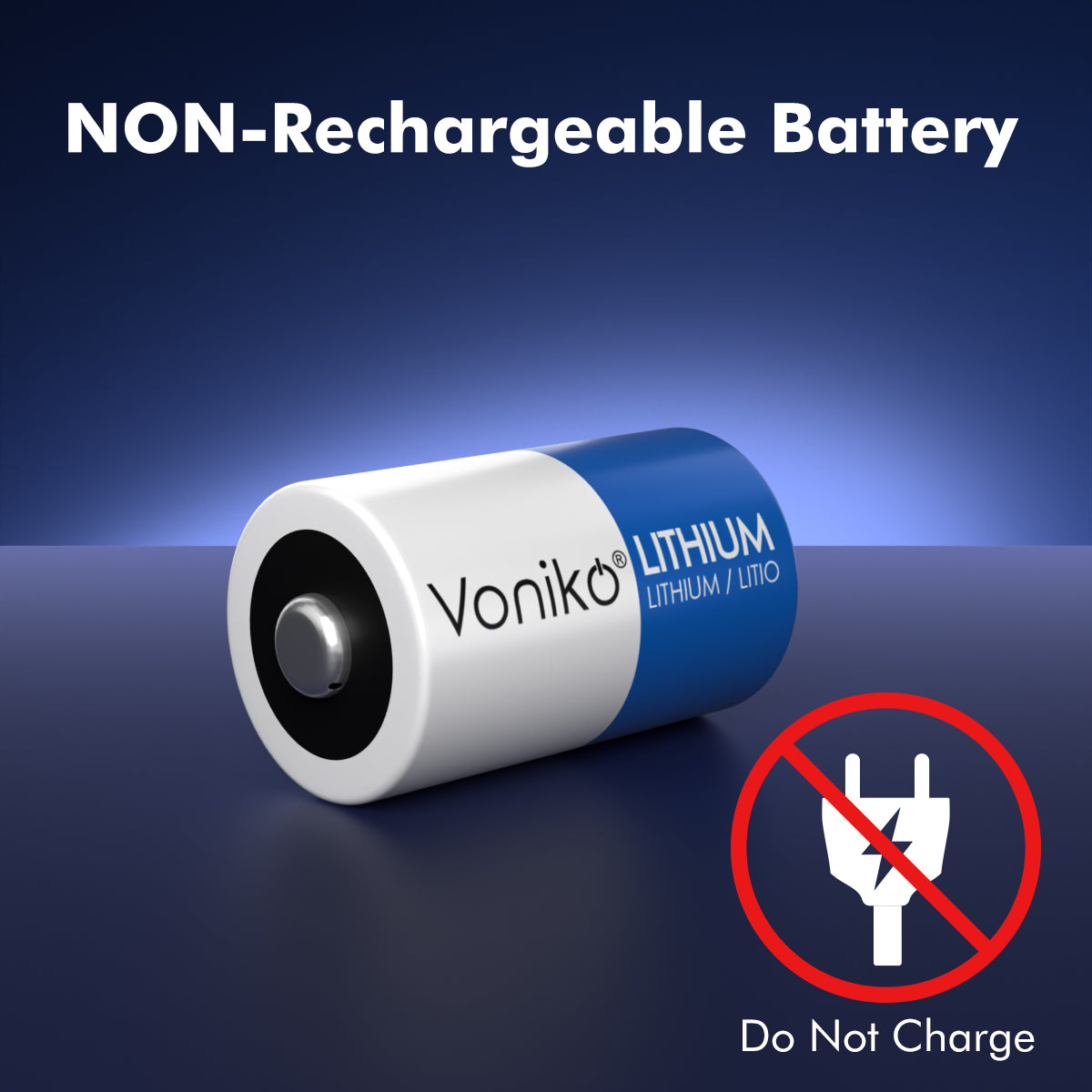 Voniko Lithium CR2 Batteries - 3V 800mAh (Non-Rechargeable)