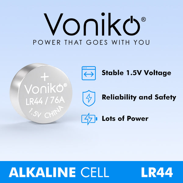 VONIKO ALKALINE LR44 BATTERIES - AG13 1.5V
