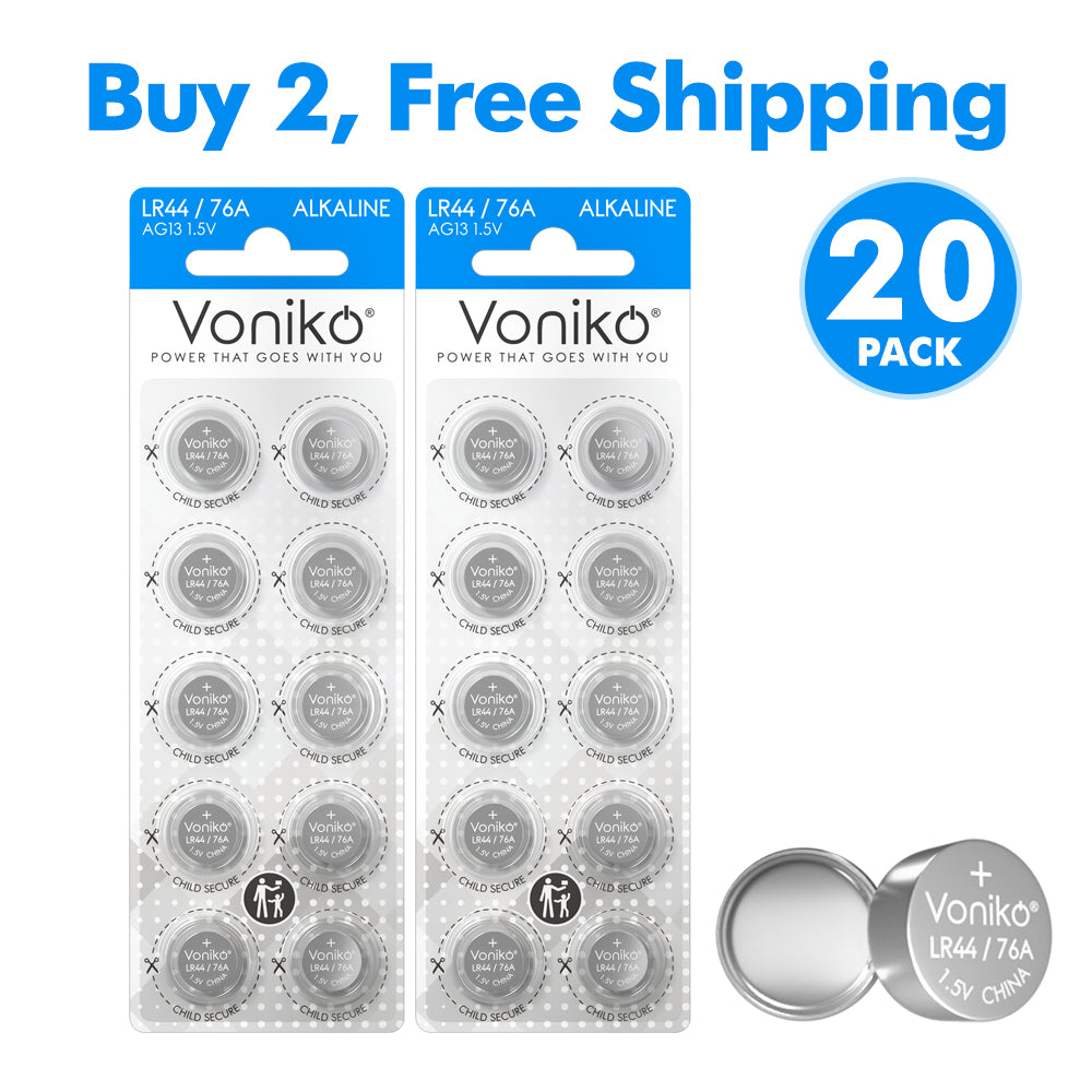 Voniko Alkaline LR44 Batteries - AG13 1.5V