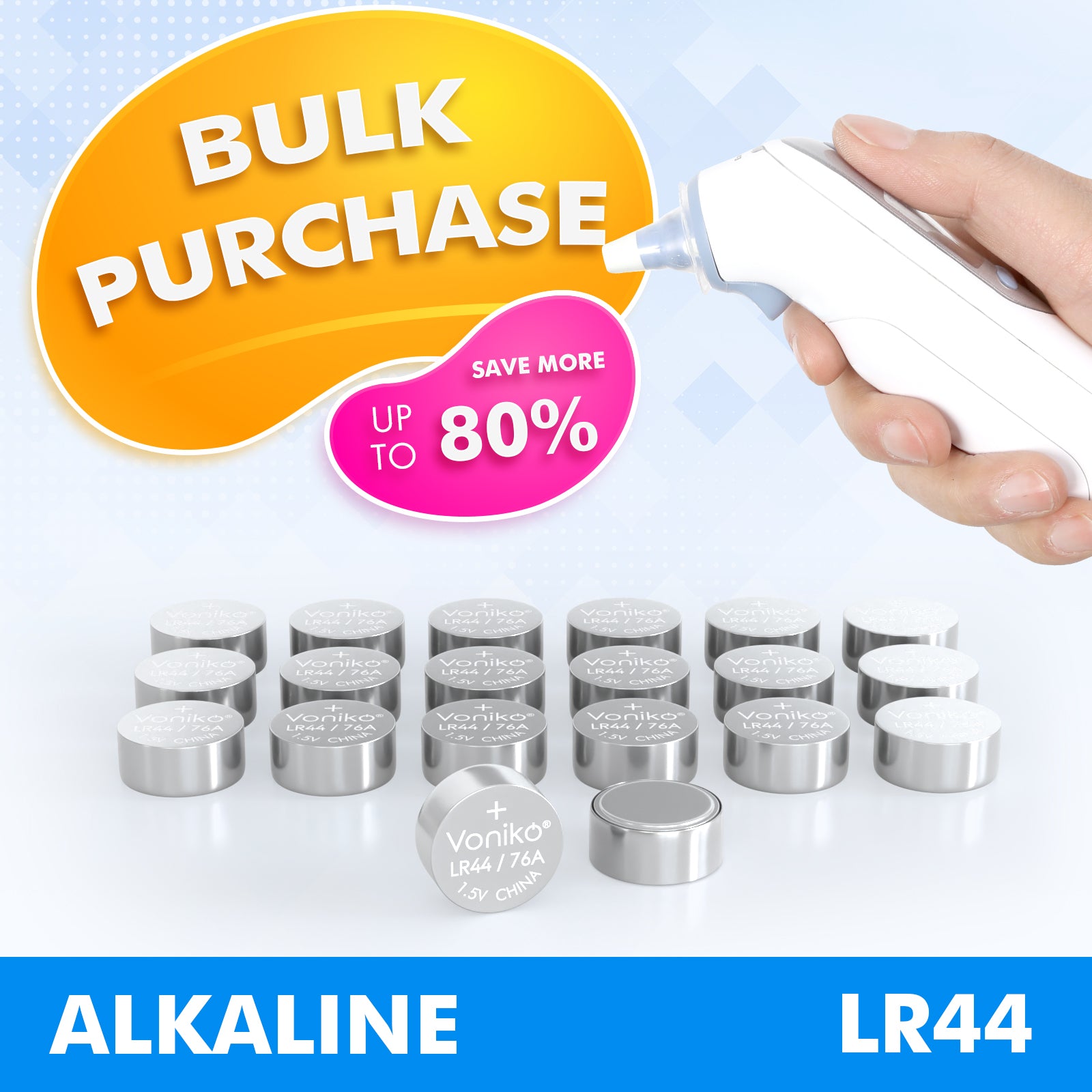 VONIKO ALKALINE LR44 BATTERIES - AG13 1.5V