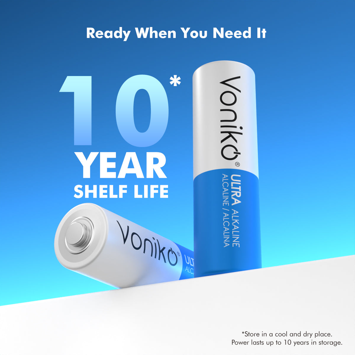 Voniko Premium Alkaline AA Batteries - Double A 1.5V 2900mAh (Non-Rechargeable)